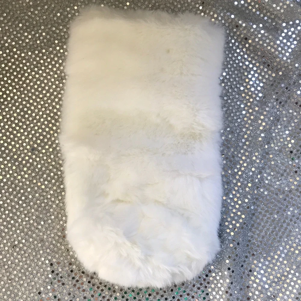 White Faux Fur and Gold Wine Bag Bundle